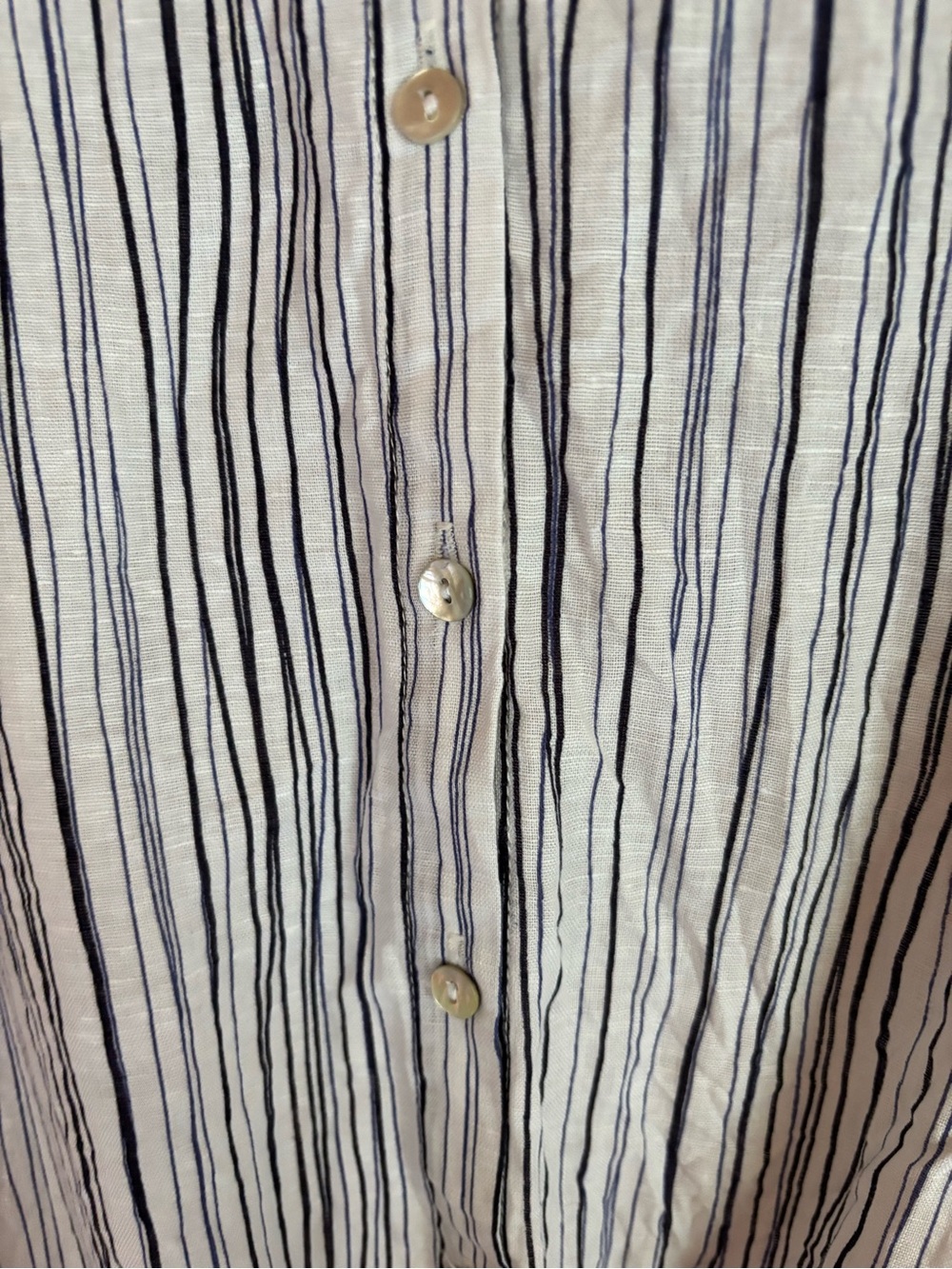 Hester & Orchard Linen Cotton Vertical Stripe Tie Front Button-up Top Sz L Coast - Picture 3 of 10